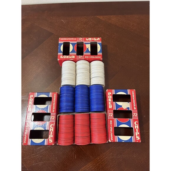 Other - Lot of 3 Boxes Vintage Poker Chips Unbreakable Noiseless 72 Assorted